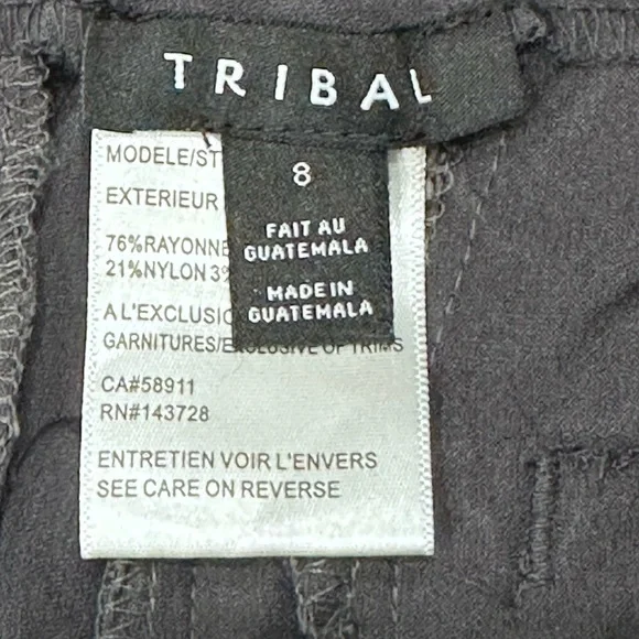 Tribal Women's Pull-On Ankle Pants with Flatten It Tummy Control - Gray - Picture 4 of 8